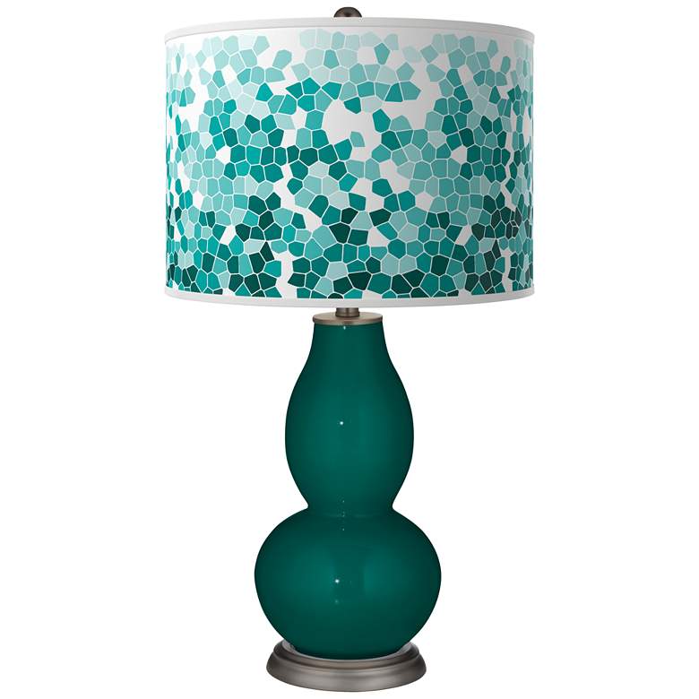 Image 1 Blue Peacock Mosaic Double Gourd Table Lamp