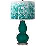 Blue Peacock Mosaic Double Gourd Table Lamp