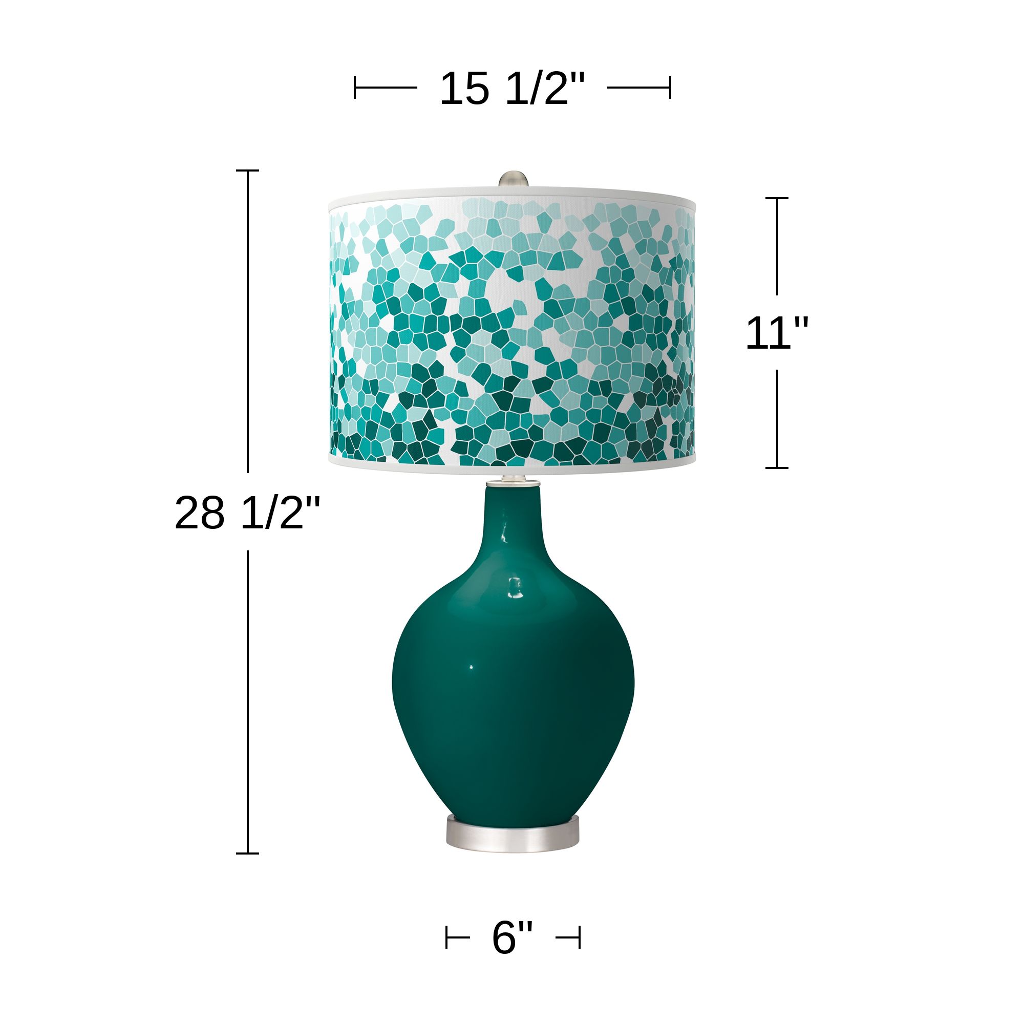 Thumbnail2 of Blue Peacock Mosaic Ovo Table Lamp more views