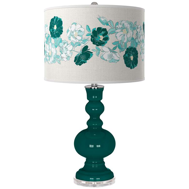 Image 1 Blue Peacock Rose Bouquet Apothecary Table Lamp
