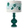 Blue Peacock Rose Bouquet Apothecary Table Lamp