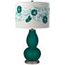 Blue Peacock Rose Bouquet Double Gourd Table Lamp
