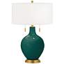 Blue Peacock Toby Brass Accents Table Lamp