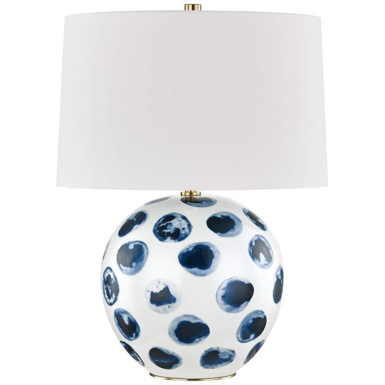 Image 1 Blue Point White and Blue Dots Ceramic Accent Table Lamp
