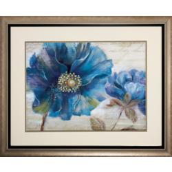 Blue Poppy Poem I 34" Wide Framed Wall Art