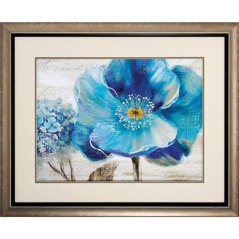 Image 1 Blue Poppy Poem II 34" Wide Framed Wall Art