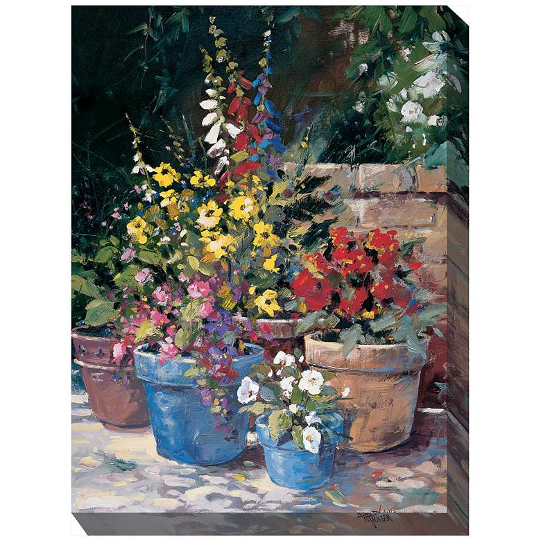 Image 2 Blue Pots 40" High All-Weather Outdoor Canvas Wall Art