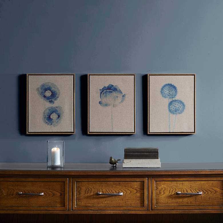 Image 1 Blue Print Botanicals 14" High 3-Piece Canvas Wall Art Set