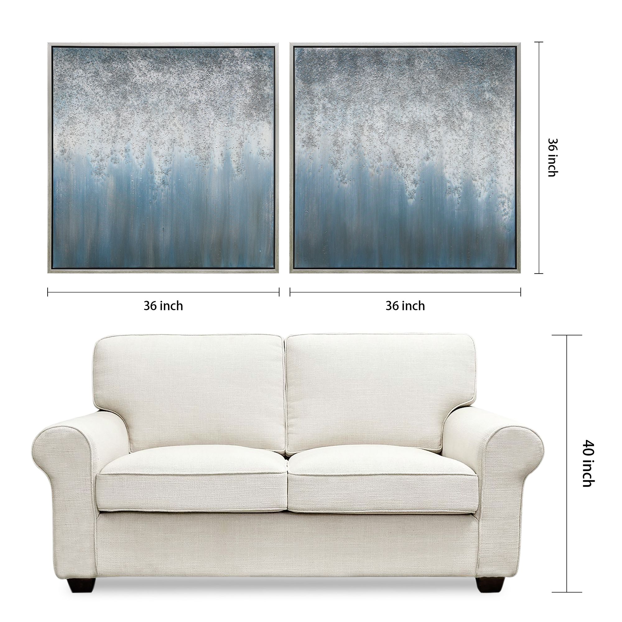 Blue Rain 72"W Metallic 2-Piece Framed Canvas Wall Art Set