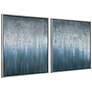 Blue Rain 72"W Metallic 2-Piece Framed Canvas Wall Art Set