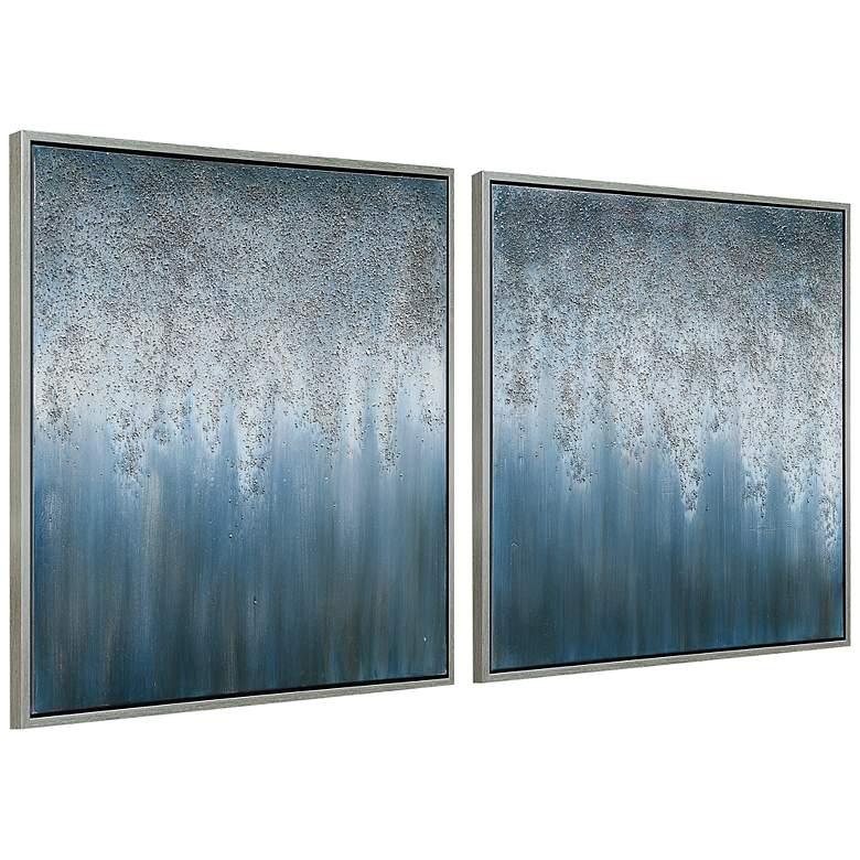 Image 6 Blue Rain 72 inchW Metallic 2-Piece Framed Canvas Wall Art Set more views
