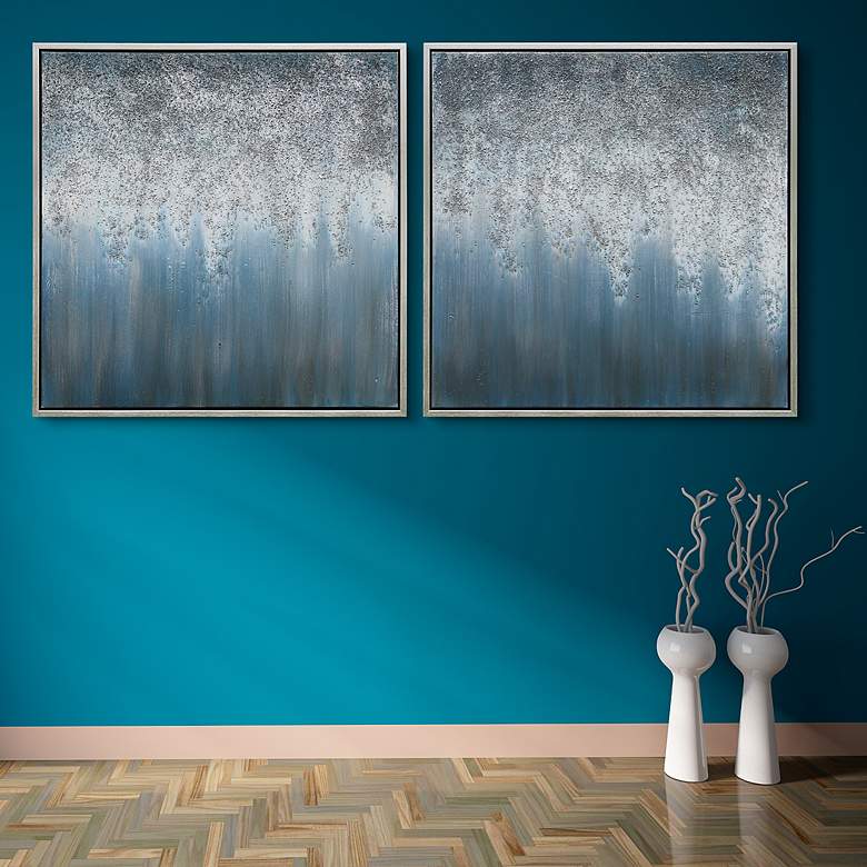 Image 7 Blue Rain 72 inchW Metallic 2-Piece Framed Canvas Wall Art Set more views