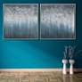 Blue Rain 72"W Metallic 2-Piece Framed Canvas Wall Art Set