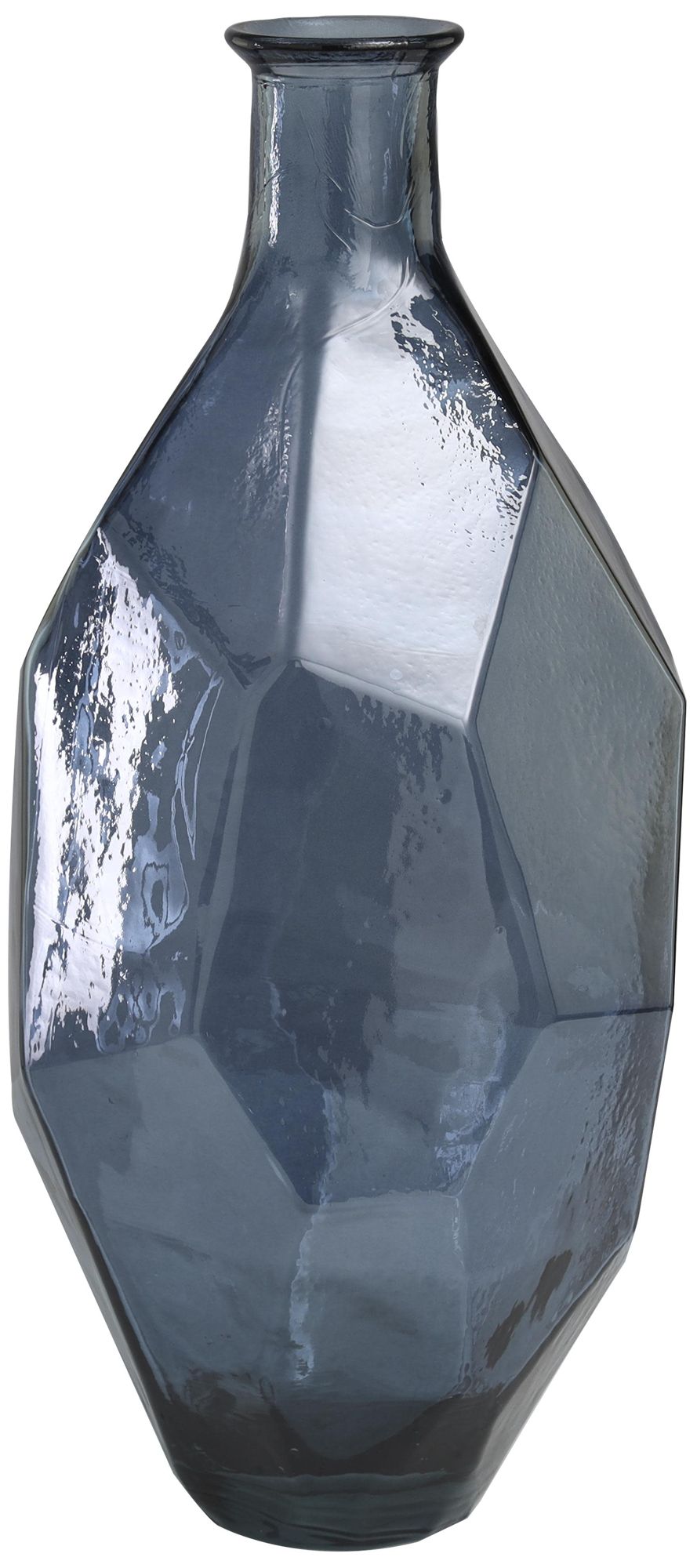 Image 2 Blue Recycled Glass Modern Vase, 10" x 11" x 24"