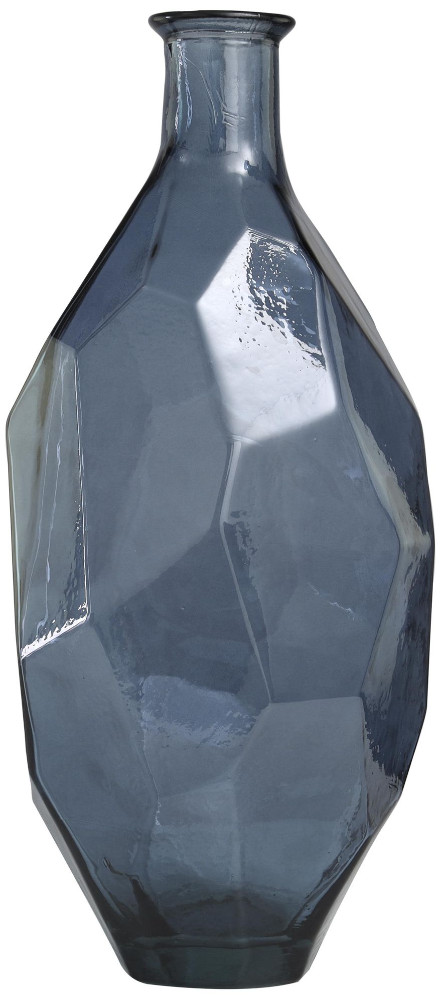 Image 4 Blue Recycled Glass Modern Vase, 10" x 11" x 24" more views