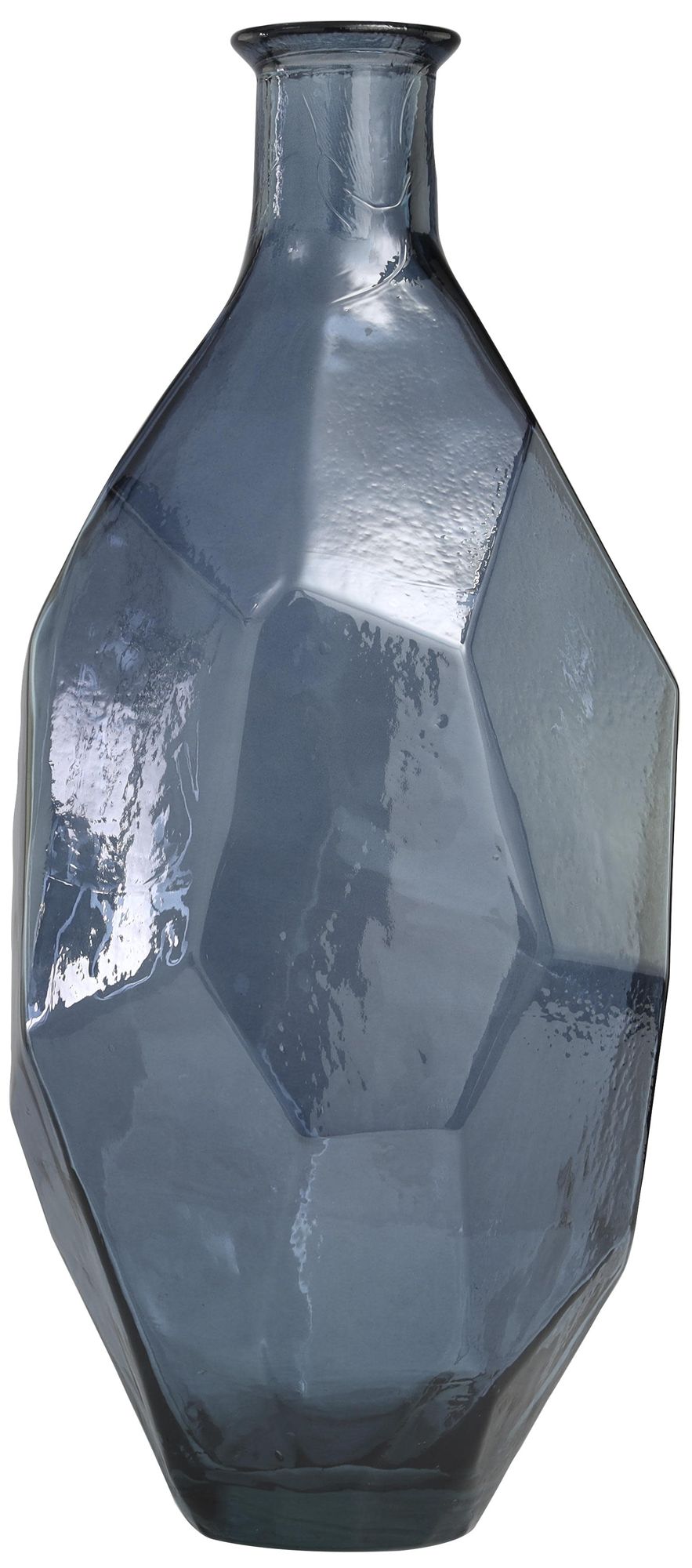 Image 5 Blue Recycled Glass Modern Vase, 10" x 11" x 24" more views