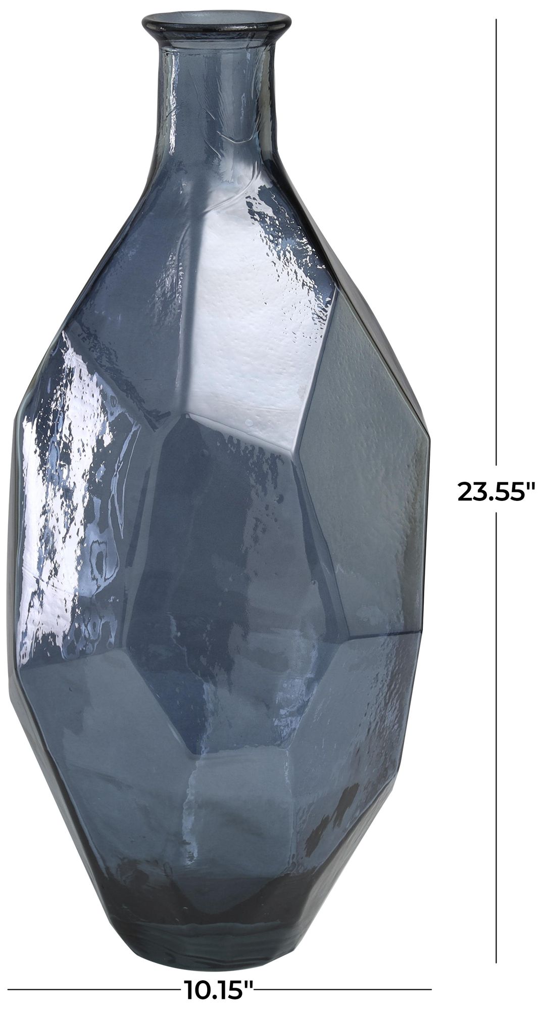 Image 6 Blue Recycled Glass Modern Vase, 10" x 11" x 24" more views