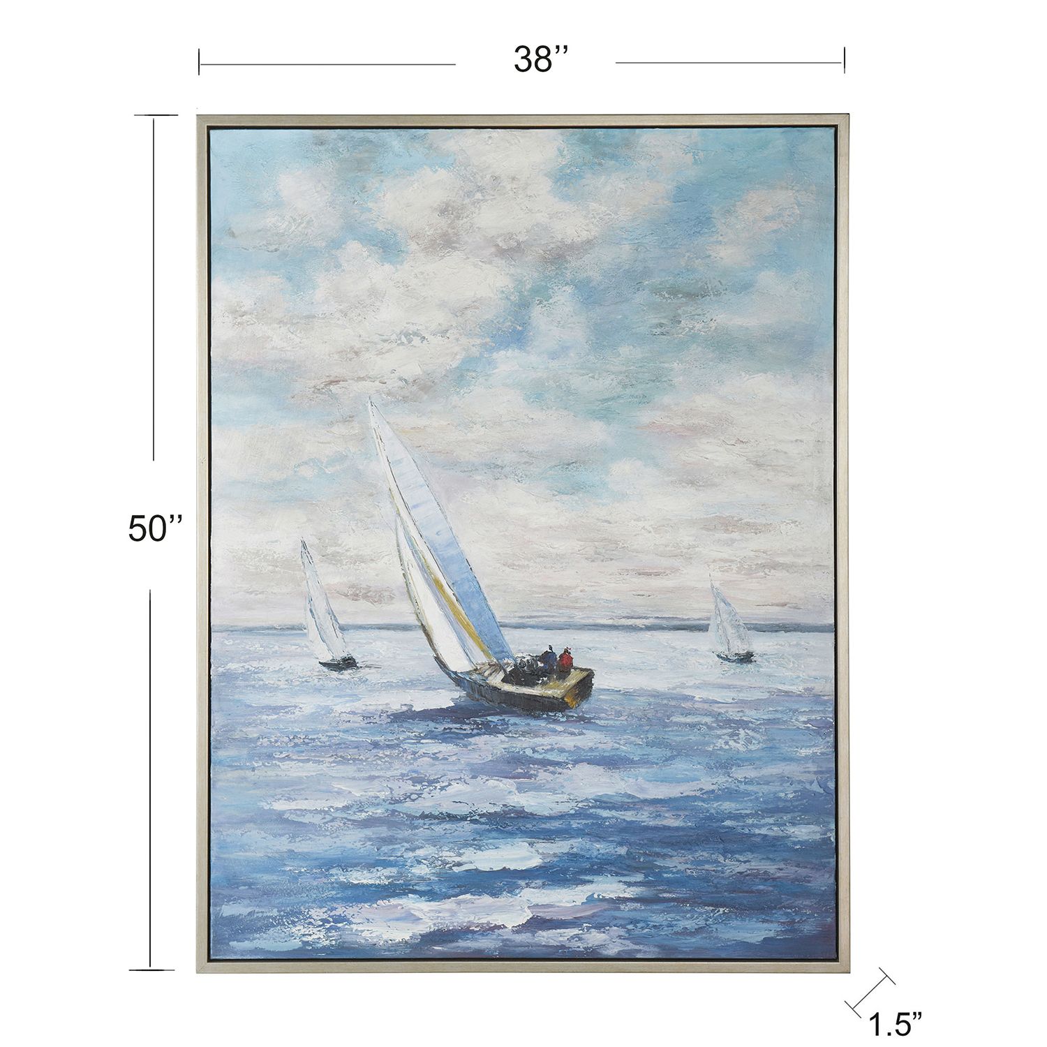 Image 7 Blue Sails 49.75"H x 37.75"W Hand Painted Framed Canvas Wall Art more views
