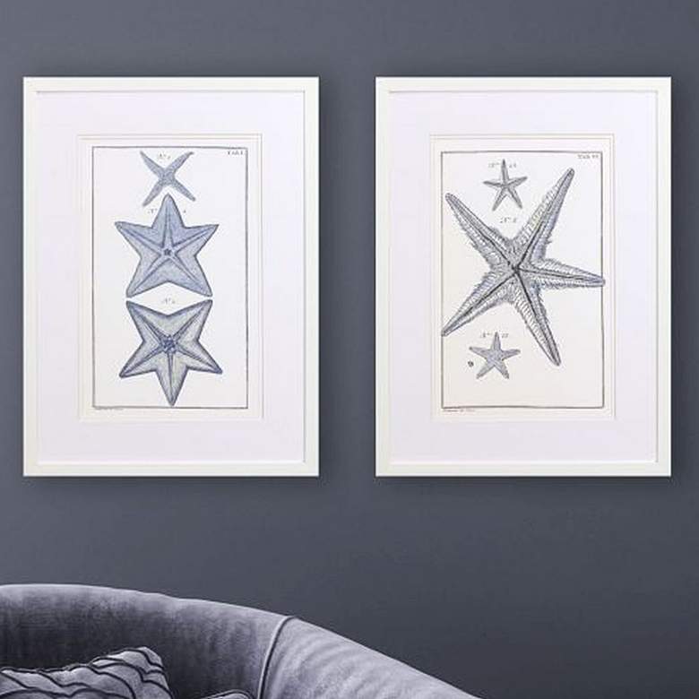 Image 2 Blue Sea Stars A 25" High 2-Piece Framed Wall Art Set