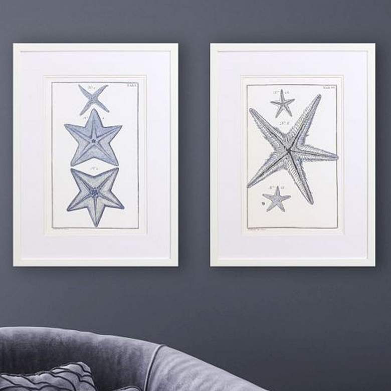 Image 2 Blue Sea Stars A 25 inch High 2-Piece Framed Wall Art Set