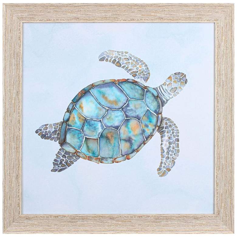Image 3 Blue Sea Turtle I 28 inch Square Framed Wall Art