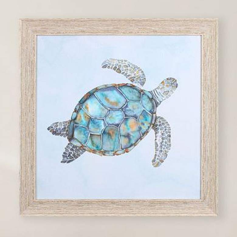 Image 2 Blue Sea Turtle I 28 inch Square Framed Wall Art
