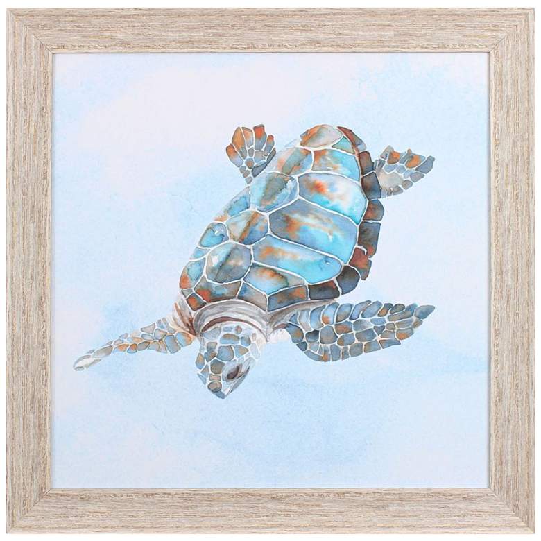 Image 3 Blue Sea Turtle II 28 inch Square Framed Wall Art