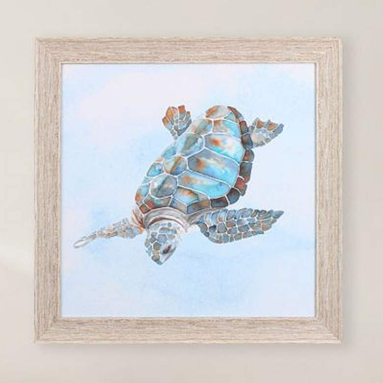 Image 2 Blue Sea Turtle II 28 inch Square Framed Wall Art