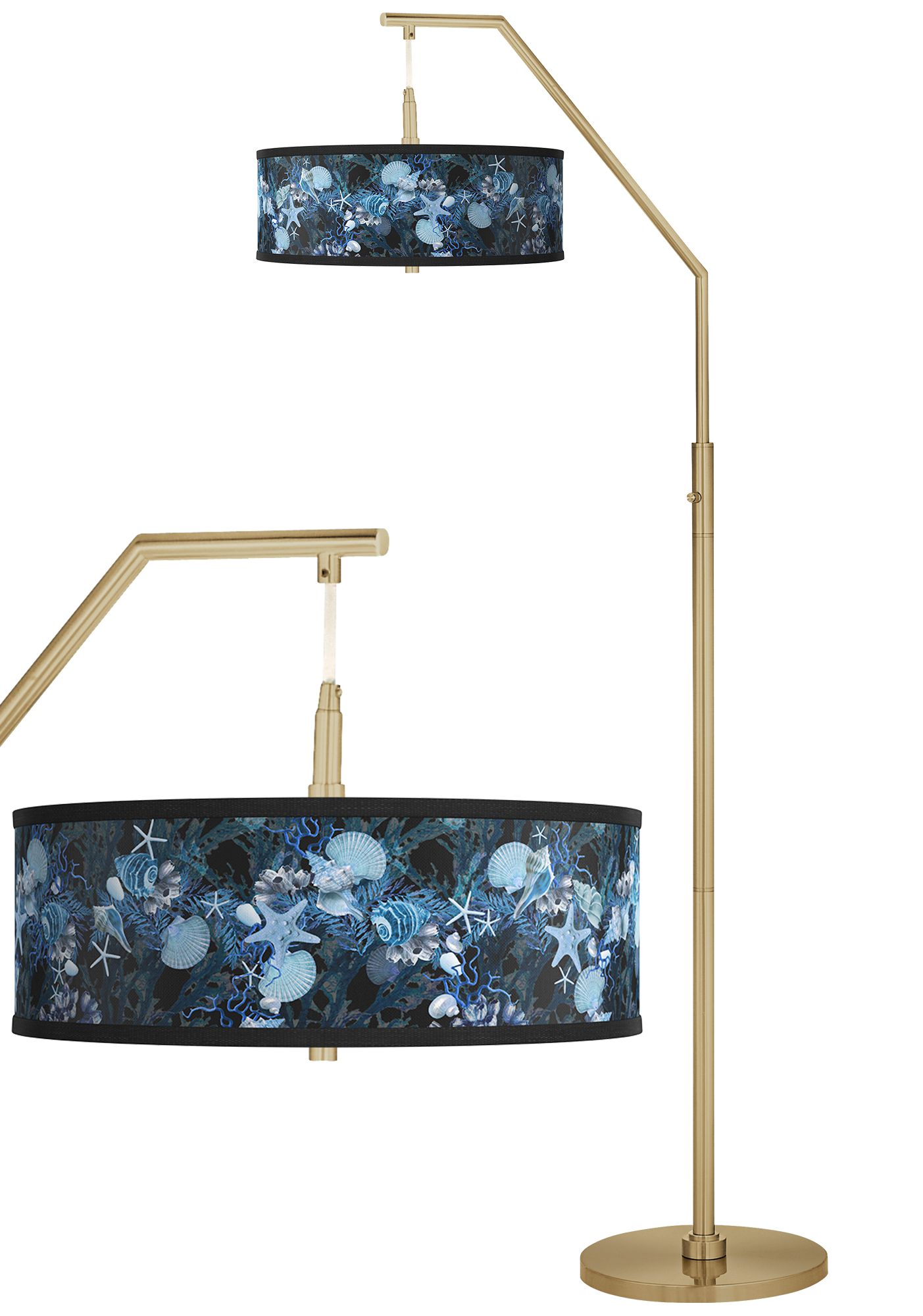 Image Blue Seas Giclee Warm Gold Arc Floor Lamp