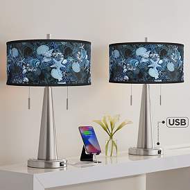 Image1 of Blue Seas Vicki Brushed Nickel USB Table Lamps Set of 2