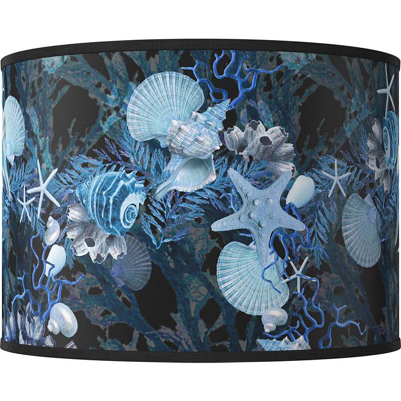 Image 1 Blue Seas White Giclee Drum Lamp Shade 15.5x15.5x11 (Spider)