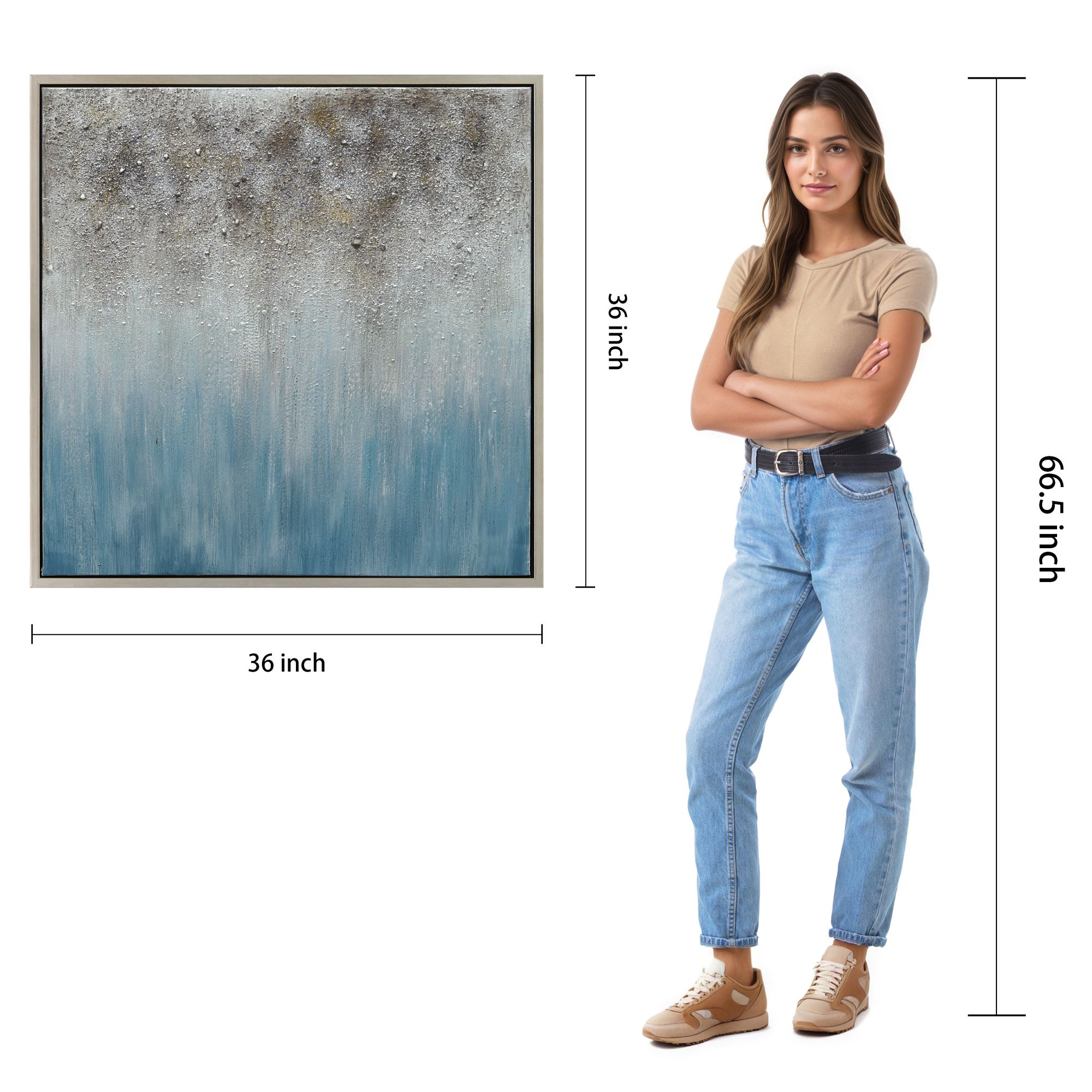 Blue Shadow 36" Square Framed Canvas Wall Art in scene