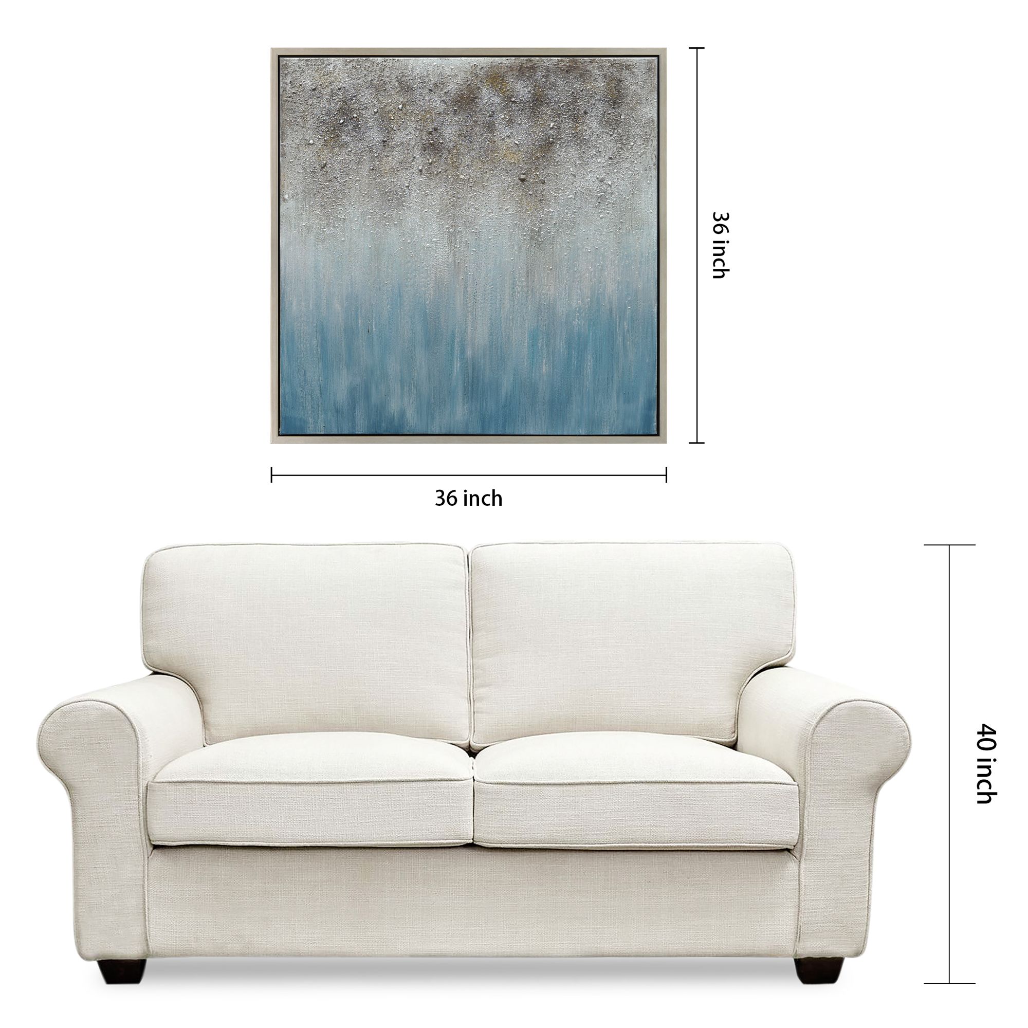Blue Shadow 36" Square Framed Canvas Wall Art in scene