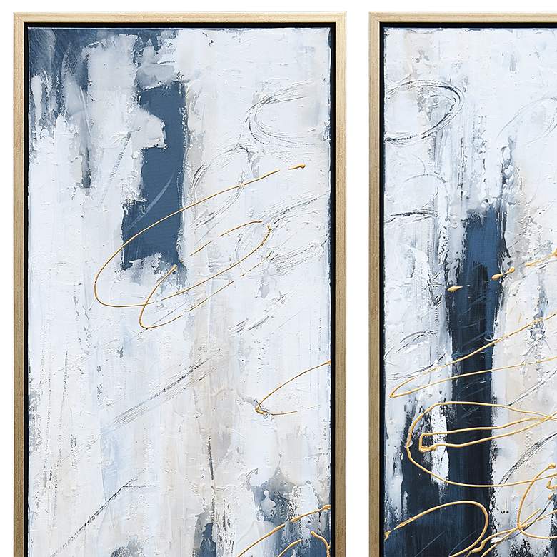 Image 4 Blue Shadows 60" High 3-Piece Framed Canvas Wall Art Set more views