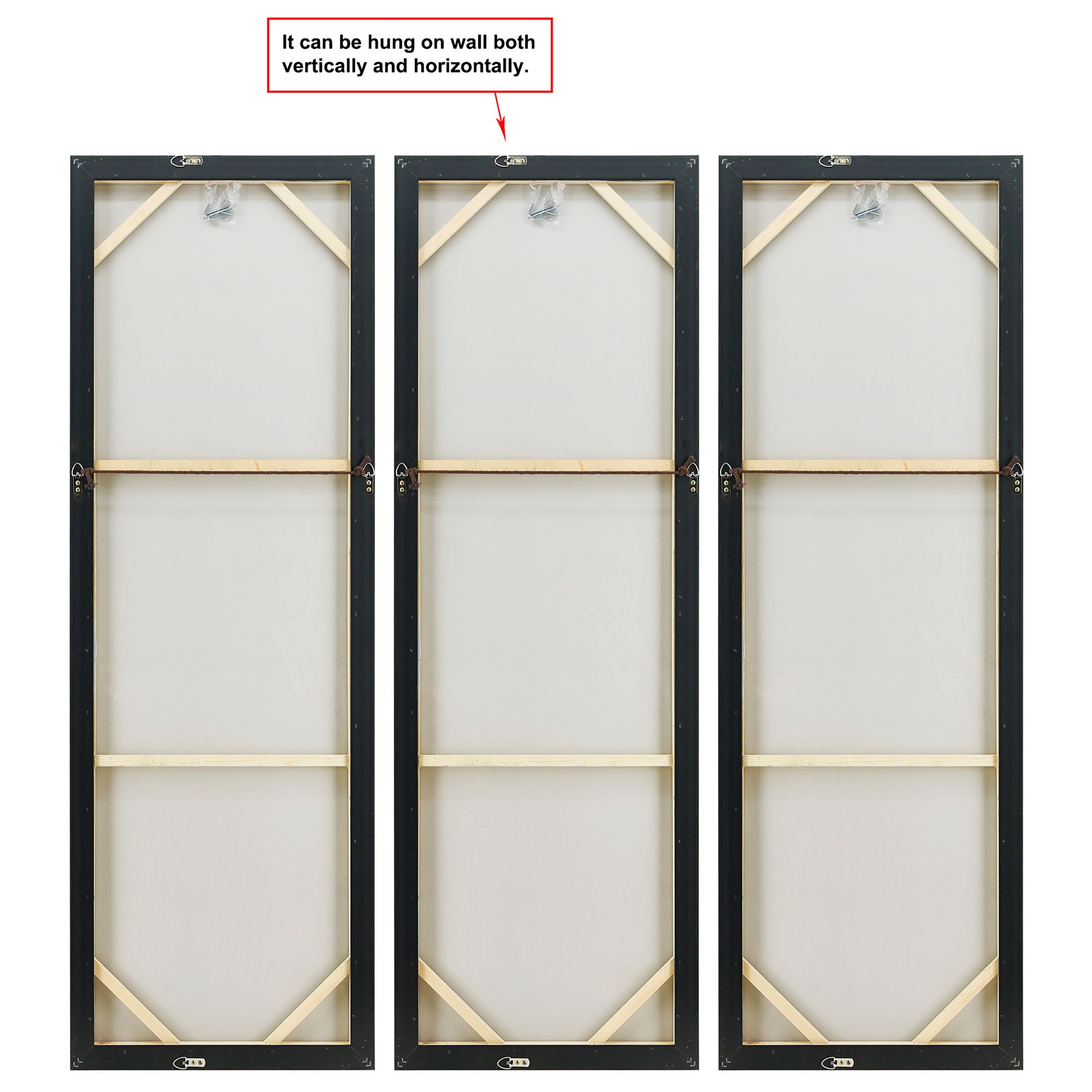 Blue Shadows 60" High 3-Piece Framed Canvas Wall Art Set in scene