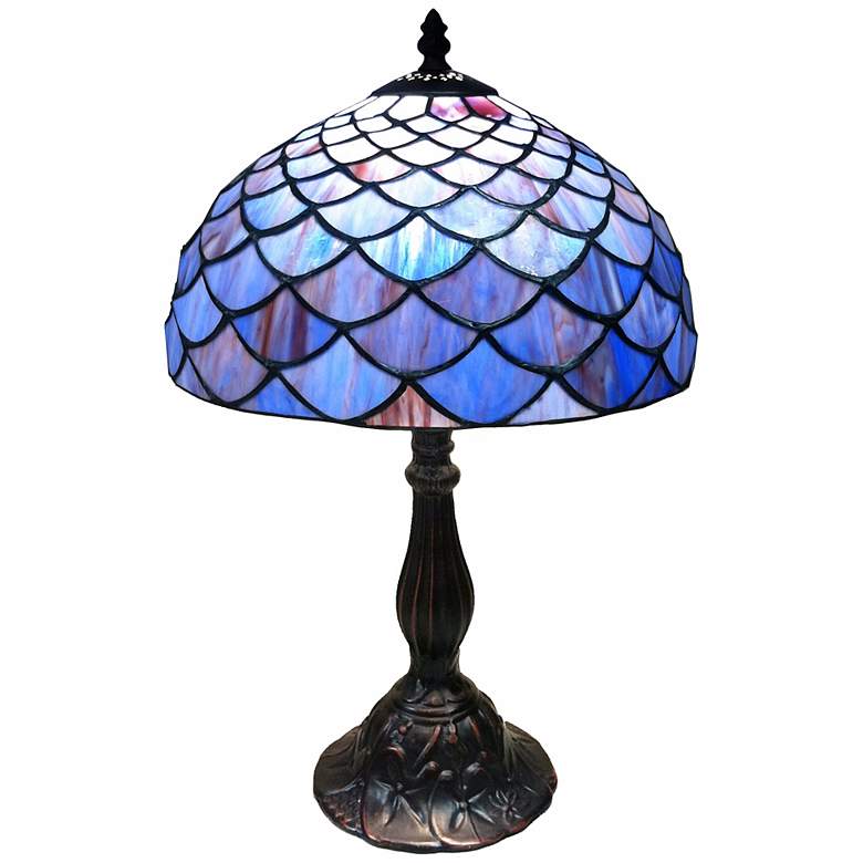 Image 1 Blue Shell Motif Tiffany Style Table Lamp
