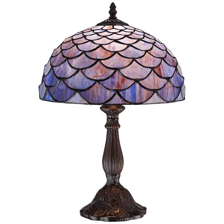 Blue Shell Tiffany Style 18&quot; High Accent Table Lamp