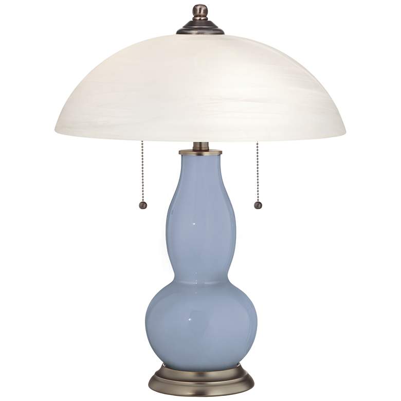 Blue Sky Gourd-Shaped Table Lamp with Alabaster Shade