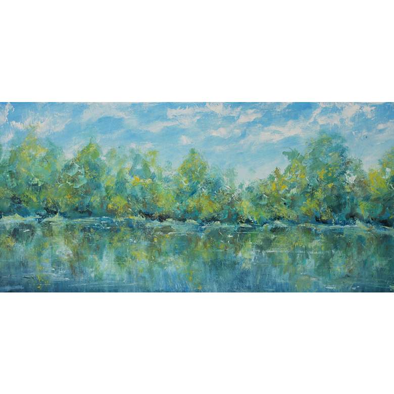 Image 1 Blue Sky Pond 48" Wide All-Weather Outdoor Canvas Wall Art