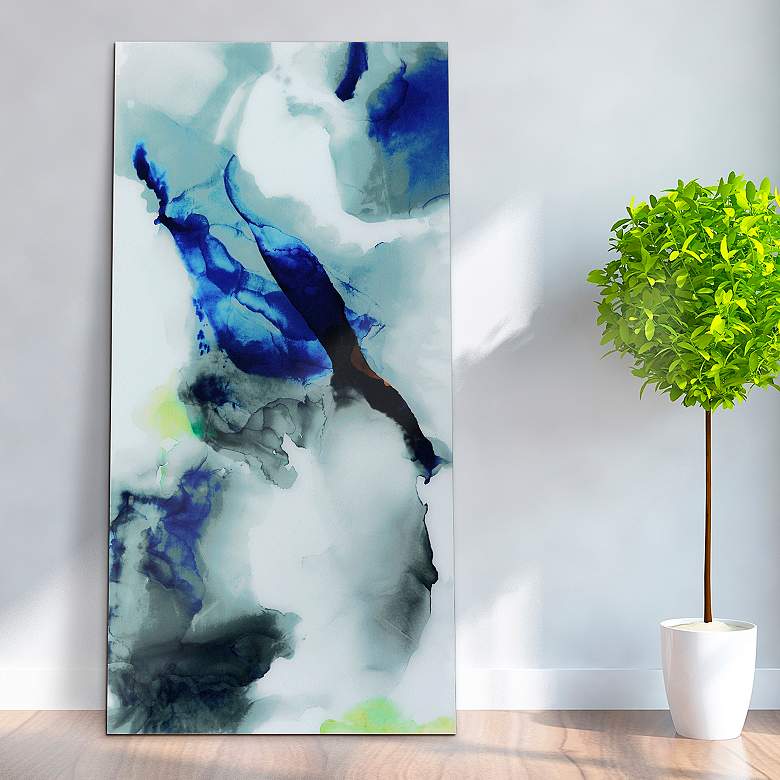 Image 2 Blue Splash 72 inch High Free Floating Tempered Glass Wall Art