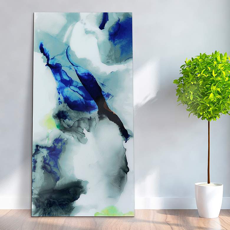 Image 2 Blue Splash 72" High Free Floating Tempered Glass Wall Art