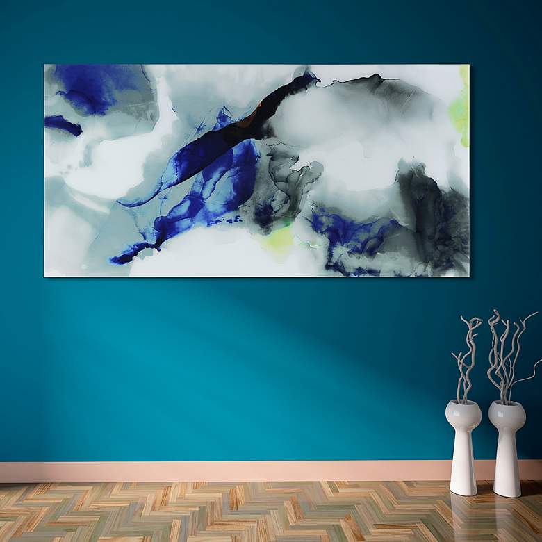 Image 7 Blue Splash 72" High Free Floating Tempered Glass Wall Art more views