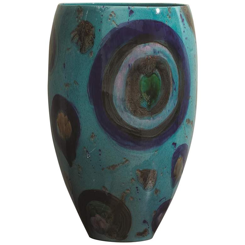 Image 2 Blue Spots 22" High Ceramic Decorative Vase