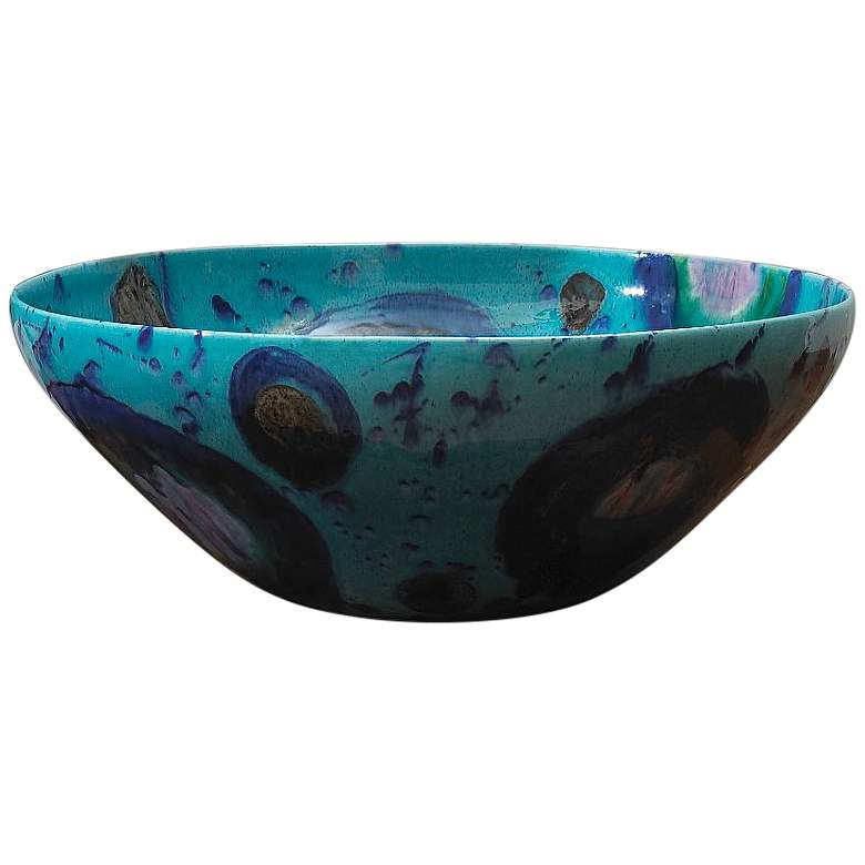 Image 1 Blue Spots Reactive Glaze Blue and Turquoise Decorative Bowl