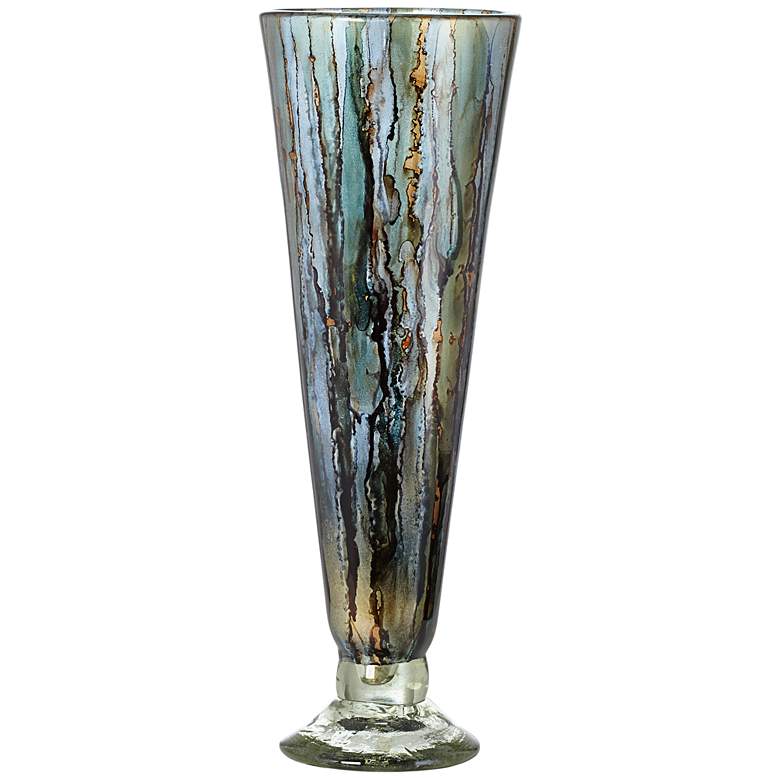 Image 1 Blue Spring Decorative Art Glass Vase