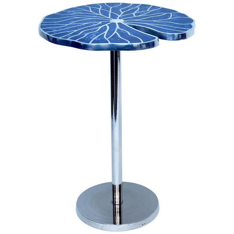 Blue Springs 16&quot; Wide Metal Inlay Blue Accent Table