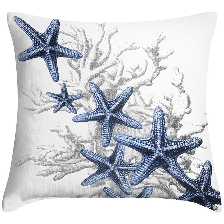Image 1 Blue Starfish 18 inch Square Throw Pillow