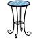 Blue Stars Mosaic Black Outdoor Accent Table