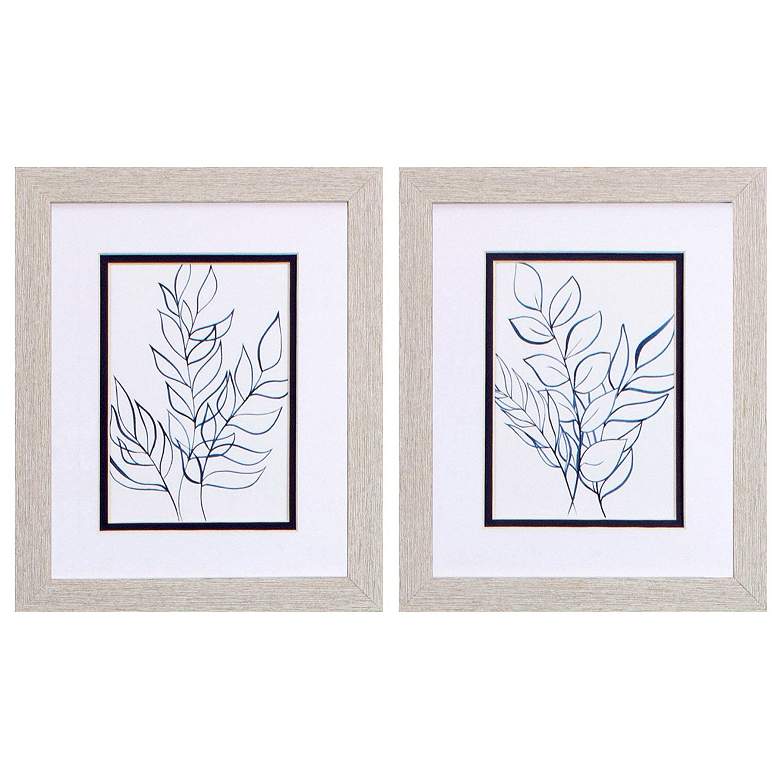 Image 1 Blue Stems 9"W x 11"H Framed Art Set of 2