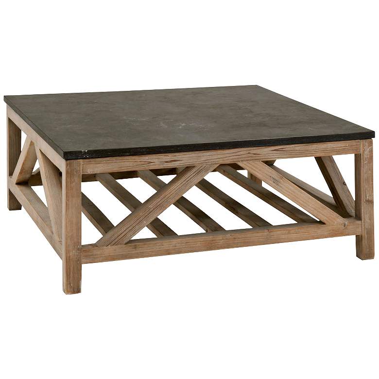 Image 1 Blue Stone 42 inch Wide Smoke Gray Wood Square Coffee Table